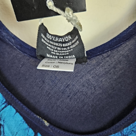 Sakkas Batik Palm Tree Cap Sleeve Caftan Dress / Cover Up One Size NWT - Picture 6 of 7